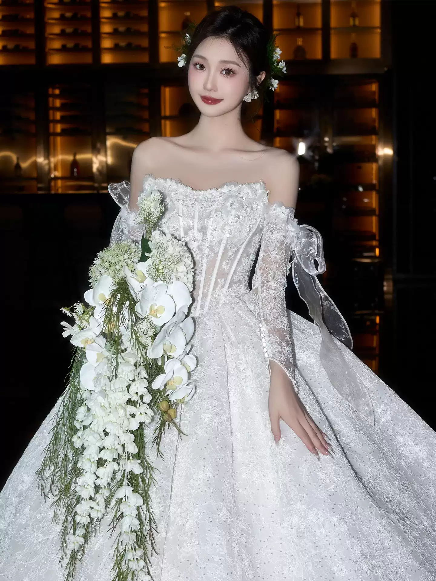 Strapless 39 wedding dress 2025 new style bride petite main yarn high-end French style light simple light gown