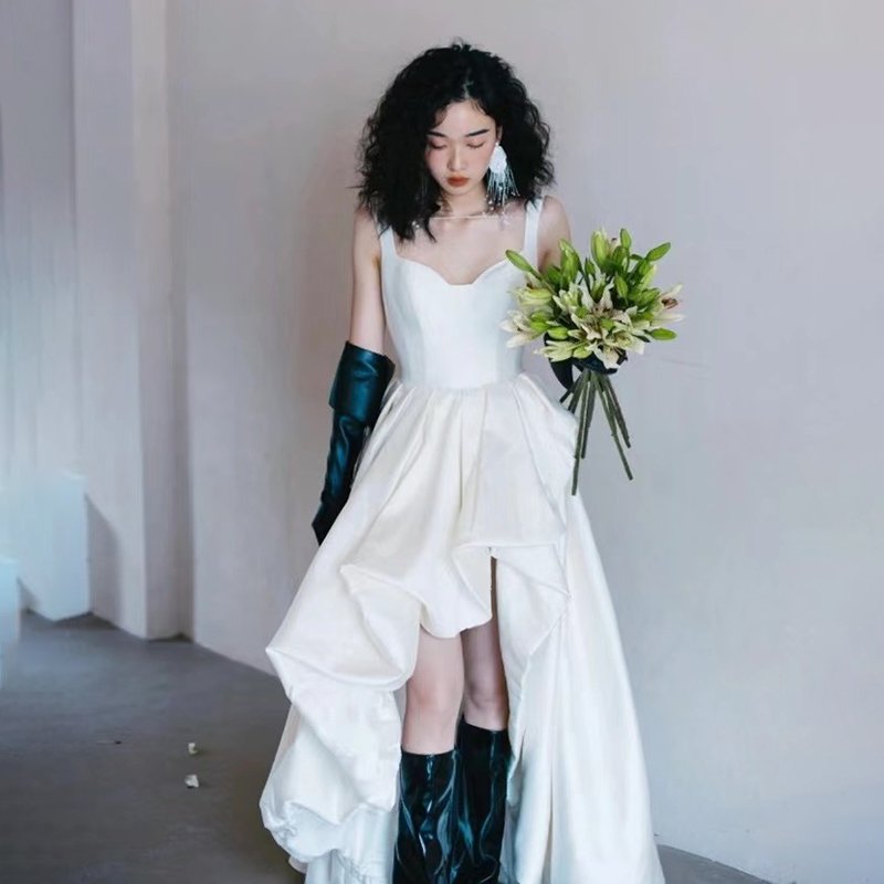 White French strap evening dress 48