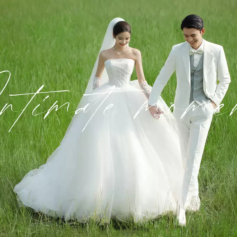 2025 new 57 style tube top slim wedding dress super fairy forest bride wedding gown travel shoot slim fluffy skirt
