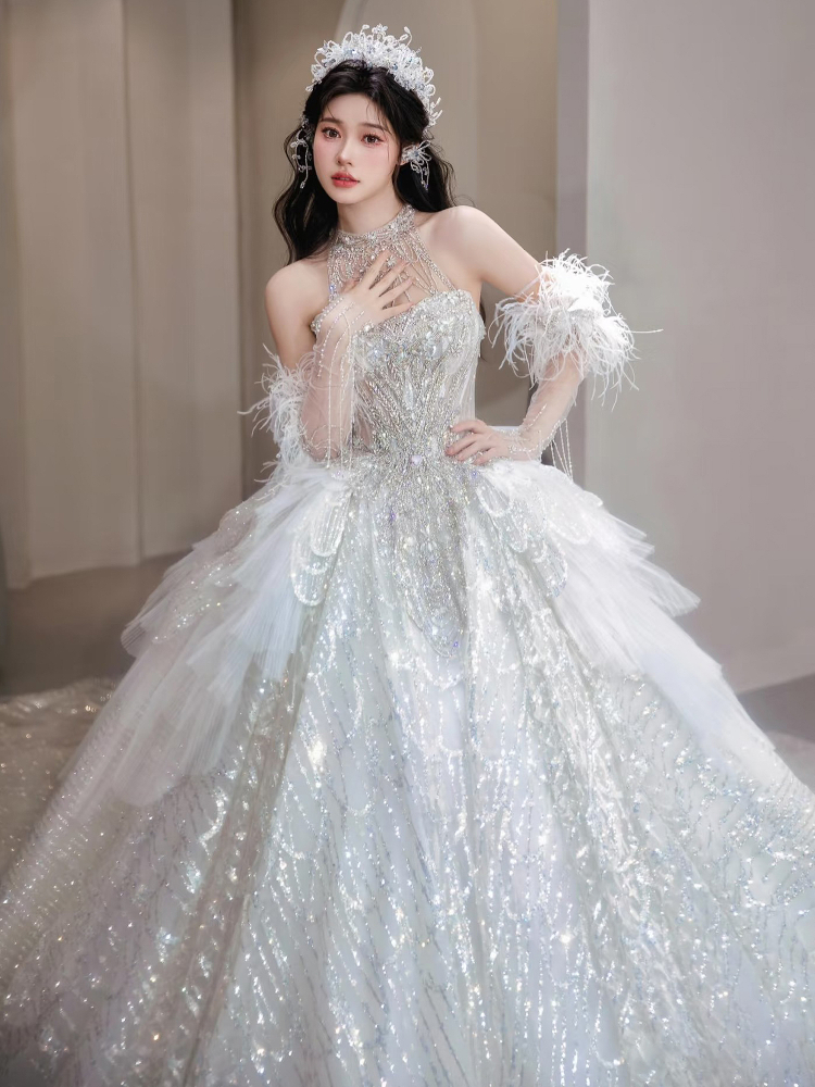 2025 New 148 Wedding Dress - High-Quality Haute Couture Main Wedding Dress for Petite and Plus Sizes, Luxurious Train, Maternity Wear